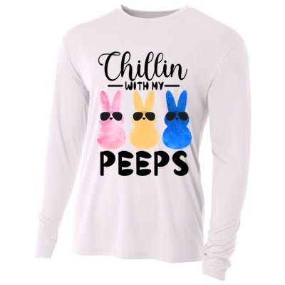 Funny Chillin With My Peeps Easter Bunny Hangin With Peeps Gift Cooling Performance Long Sleeve Crew