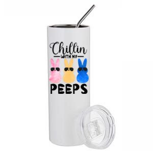 Funny Chillin With My Peeps Easter Bunny Hangin With Peeps Gift Stainless Steel Tumbler