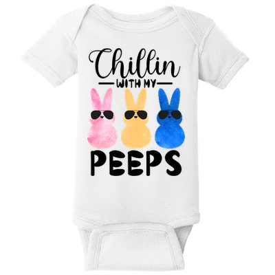 Funny Chillin With My Peeps Easter Bunny Hangin With Peeps Gift Baby Bodysuit