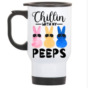 Funny Chillin With My Peeps Easter Bunny Hangin With Peeps Gift Stainless Steel Travel Mug