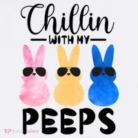 Funny Chillin With My Peeps Easter Bunny Hangin With Peeps Gift Short Acrylic Beanie