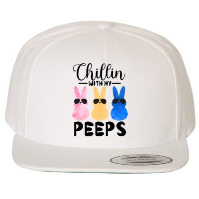 Funny Chillin With My Peeps Easter Bunny Hangin With Peeps Gift Wool Snapback Cap