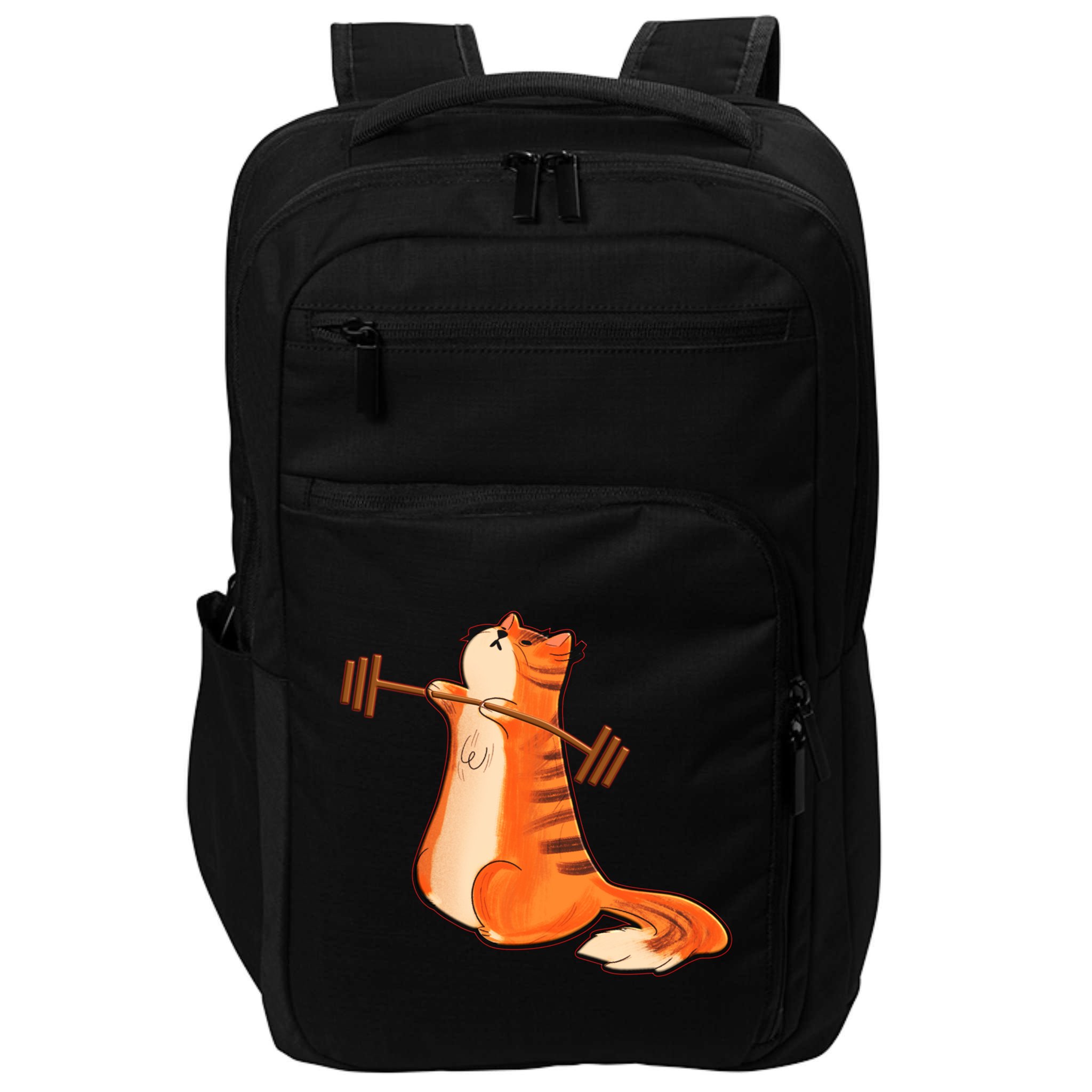 Funny Cat Weight Lifting Gift Gym Fitness Cat Lover Gift Funny Gift Impact Tech Backpack
