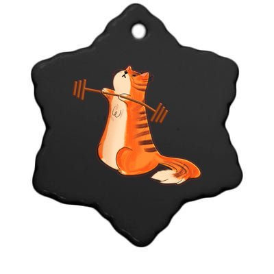 Funny Cat Weight Lifting Gift Gym Fitness Cat Lover Gift Funny Gift Ceramic Star Ornament