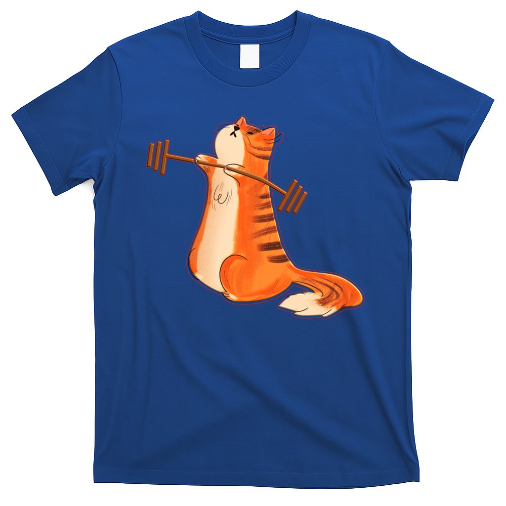 Funny Cat Weight Lifting Gift Gym Fitness Cat Lover Gift Funny Gift T-Shirt
