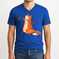 Funny Cat Weight Lifting Gift Gym Fitness Cat Lover Gift Funny Gift V-Neck T-Shirt