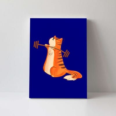 Funny Cat Weight Lifting Gift Gym Fitness Cat Lover Gift Funny Gift Canvas