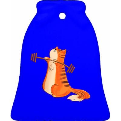 Funny Cat Weight Lifting Gift Gym Fitness Cat Lover Gift Funny Gift Ceramic Bell Ornament