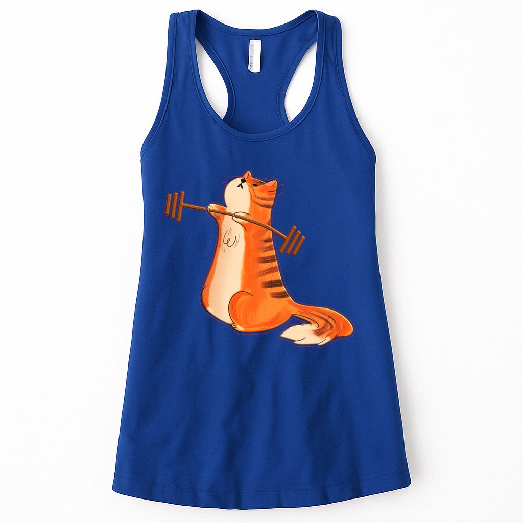 Funny Cat Weight Lifting Gift Gym Fitness Cat Lover Gift Funny Gift Womens Tank Top