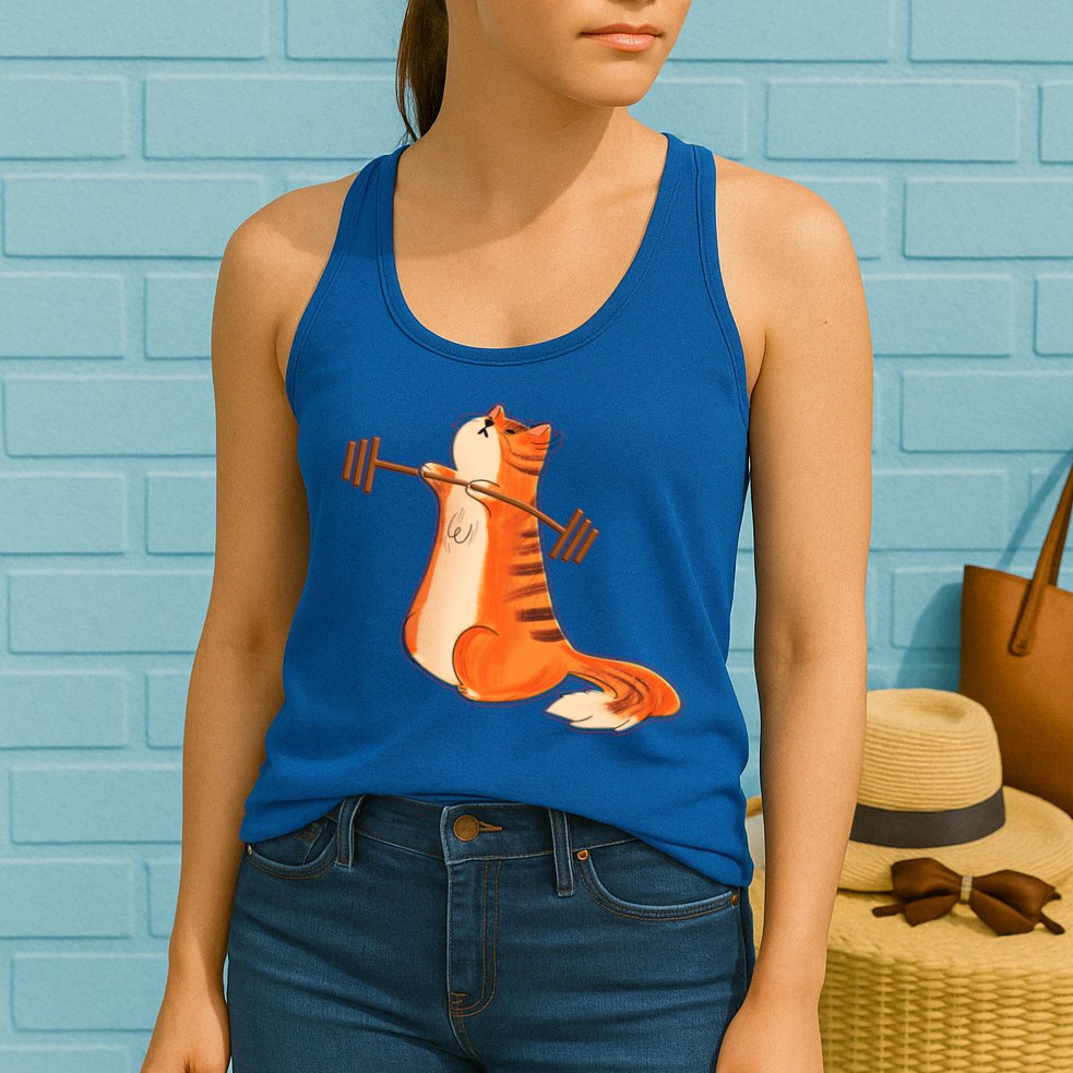 Funny Cat Weight Lifting Gift Gym Fitness Cat Lover Gift Funny Gift Womens Tank Top
