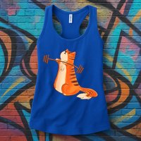 Funny Cat Weight Lifting Gift Gym Fitness Cat Lover Gift Funny Gift Womens Tank Top