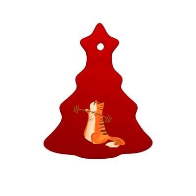 Funny Cat Weight Lifting Gift Gym Fitness Cat Lover Gift Funny Gift Ceramic Tree Ornament