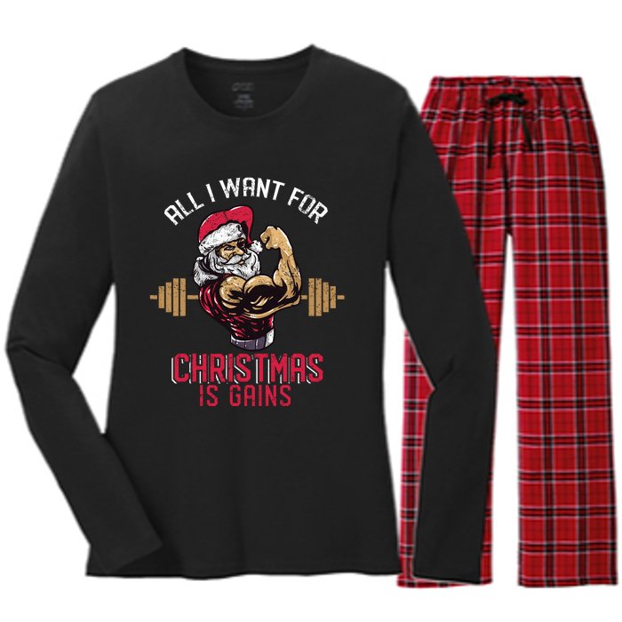 Funny Christmas Weightlifting Workout Women's Long Sleeve Flannel Pajama Set 