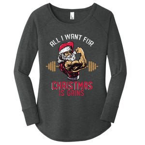 Funny Christmas Weightlifting Workout Women's Perfect Tri Tunic Long Sleeve Shirt