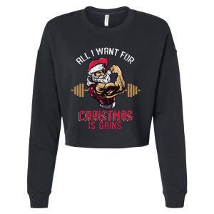 Funny Christmas Weightlifting Workout Cropped Pullover Crew