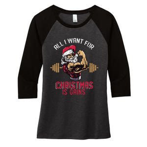 Funny Christmas Weightlifting Workout Women's Tri-Blend 3/4-Sleeve Raglan Shirt