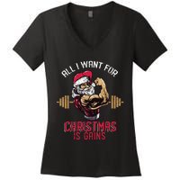 Funny Christmas Weightlifting Workout Women's V-Neck T-Shirt