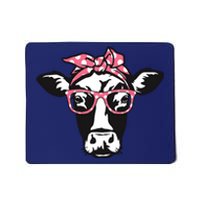 Funny Cow With Bandana Glasses, Cute Cow Mousepad