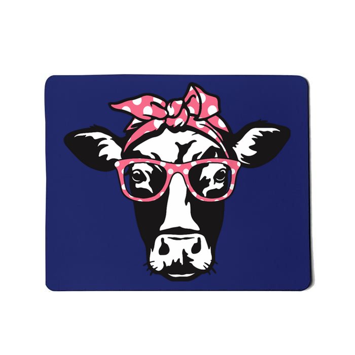 Funny Cow With Bandana Glasses, Cute Cow Mousepad