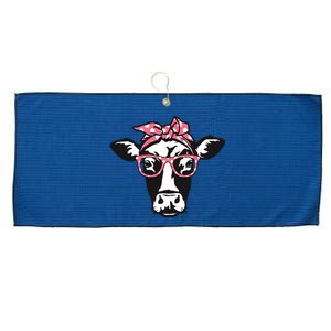 Funny Cow With Bandana Glasses, Cute Cow Large Microfiber Waffle Golf Towel