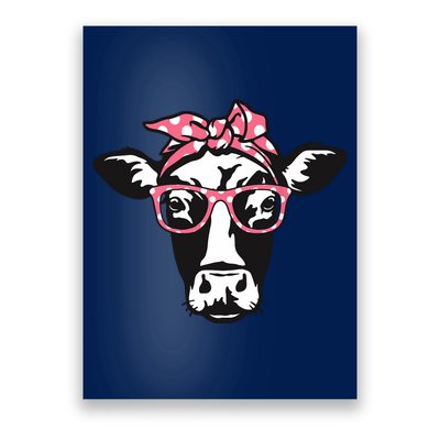 Funny Cow With Bandana Glasses, Cute Cow Poster