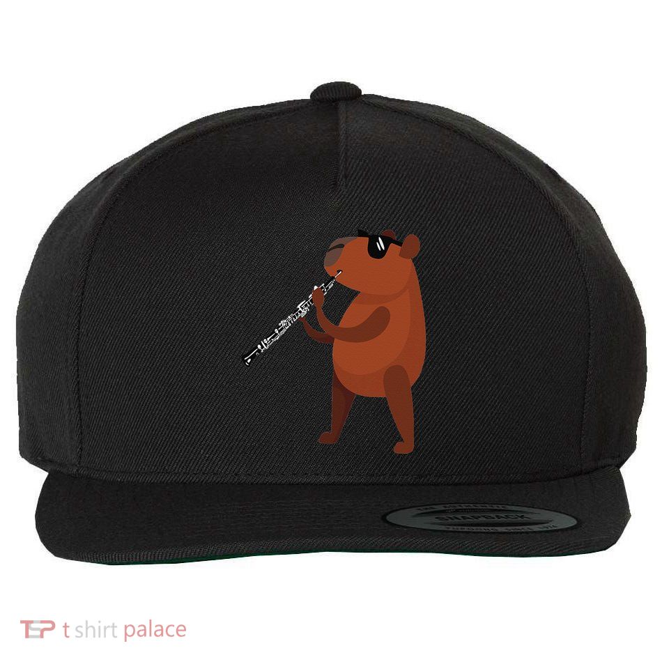 Funny Capybara Wearing Sunglasses Playing Oboe Wool Snapback Cap