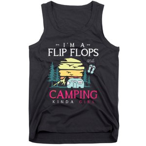 Funny Camper Women Girl Camp Flip Flops Retro Camping Tank Top Tank Top