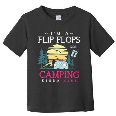 Funny Camper Women Girl Camp Flip Flops Retro Camping Tank Top Toddler T-Shirt