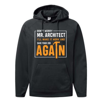 Funny Construction Worker Builder Gift Performance Fleece Hoodie