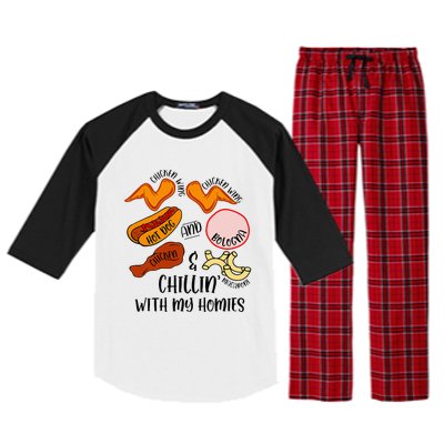 Funny Chicken Wing Song Lyric Hot Dog Bologna Macaroni Raglan Sleeve Pajama Set