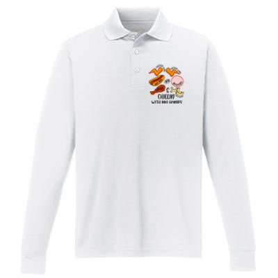 Funny Chicken Wing Song Lyric Hot Dog Bologna Macaroni Performance Long Sleeve Polo