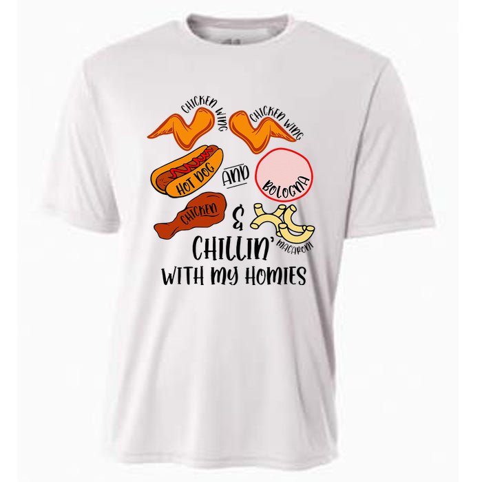 Funny Chicken Wing Song Lyric Hot Dog Bologna Macaroni Cooling Performance Crew T-Shirt