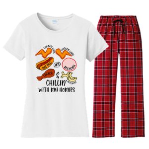 Funny Chicken Wing Song Lyric Hot Dog Bologna Macaroni Women's Flannel Pajama Set