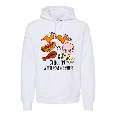 Funny Chicken Wing Song Lyric Hot Dog Bologna Macaroni Premium Hoodie