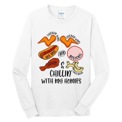 Funny Chicken Wing Song Lyric Hot Dog Bologna Macaroni Tall Long Sleeve T-Shirt