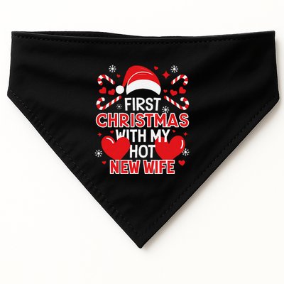 First Christmas With My Hot New Wife Funny Newlywed Couples USA-Made Doggie Bandana