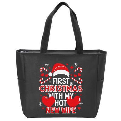 First Christmas With My Hot New Wife Funny Newlywed Couples Zip Tote Bag