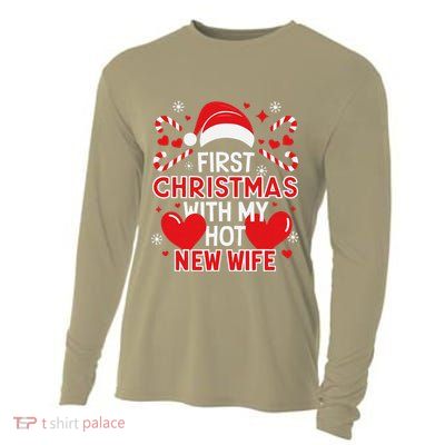 First Christmas With My Hot New Wife Funny Newlywed Couples Cooling Performance Long Sleeve Crew