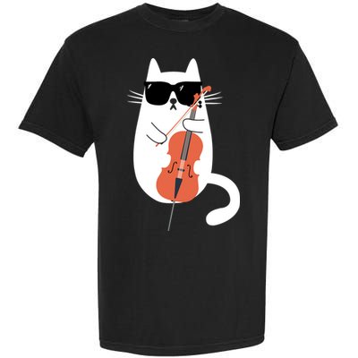 Funny Cat Wearing Sunglasses Playing Cello Cellist Musician Garment-Dyed Heavyweight T-Shirt