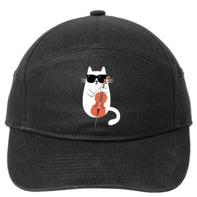 Funny Cat Wearing Sunglasses Playing Cello Cellist Musician 7-Panel Snapback Hat