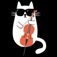 Funny Cat Wearing Sunglasses Playing Cello Cellist Musician Flatbill Hat