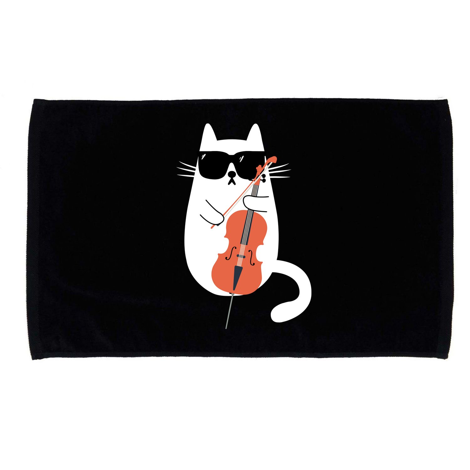 Funny Cat Wearing Sunglasses Playing Cello Cellist Musician Microfiber Hand Towel