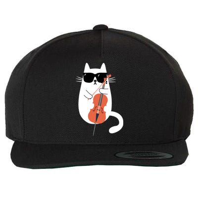Funny Cat Wearing Sunglasses Playing Cello Cellist Musician Wool Snapback Cap