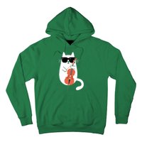 Funny Cat Wearing Sunglasses Playing Cello Cellist Musician Hoodie