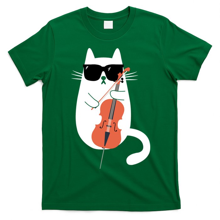 Funny Cat Wearing Sunglasses Playing Cello Cellist Musician T-Shirt