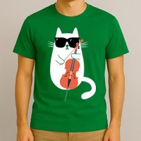 Funny Cat Wearing Sunglasses Playing Cello Cellist Musician T-Shirt