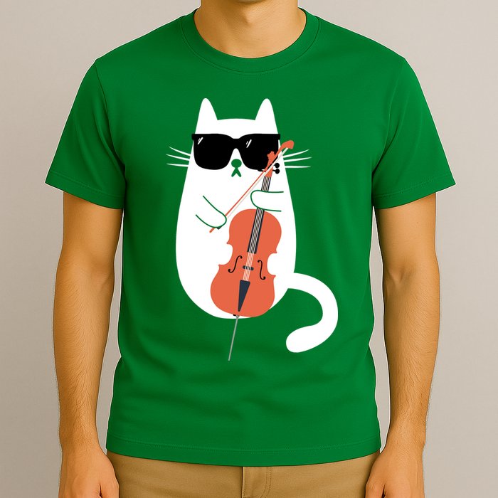 Funny Cat Wearing Sunglasses Playing Cello Cellist Musician T-Shirt