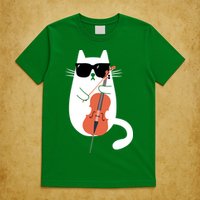 Funny Cat Wearing Sunglasses Playing Cello Cellist Musician T-Shirt
