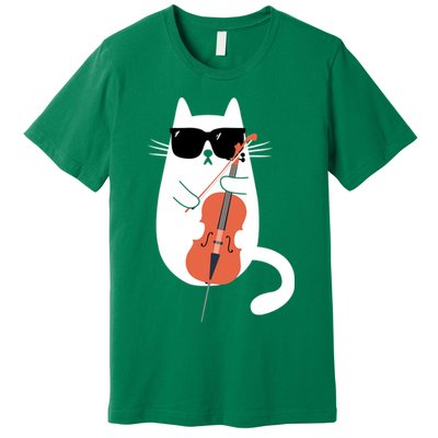 Funny Cat Wearing Sunglasses Playing Cello Cellist Musician Premium T-Shirt