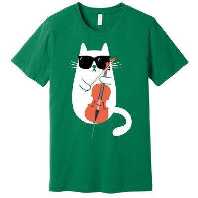 Funny Cat Wearing Sunglasses Playing Cello Cellist Musician Premium T-Shirt